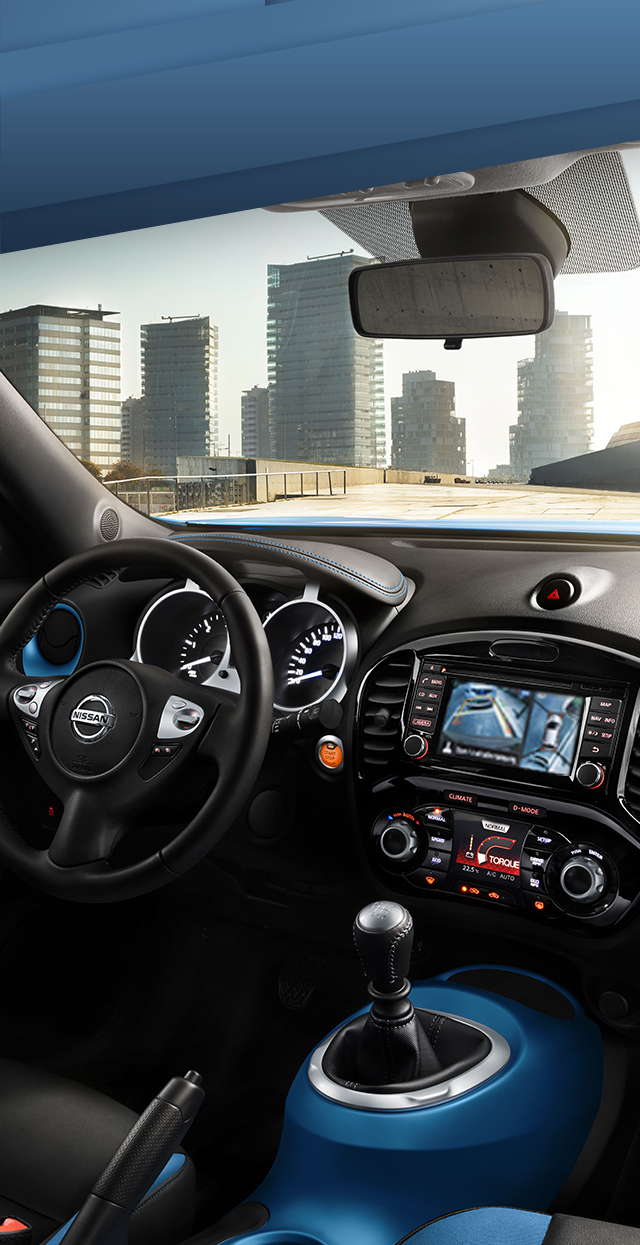 Nieuwe Nissan JUKE 3/4 interieuraanzicht van het dashboard